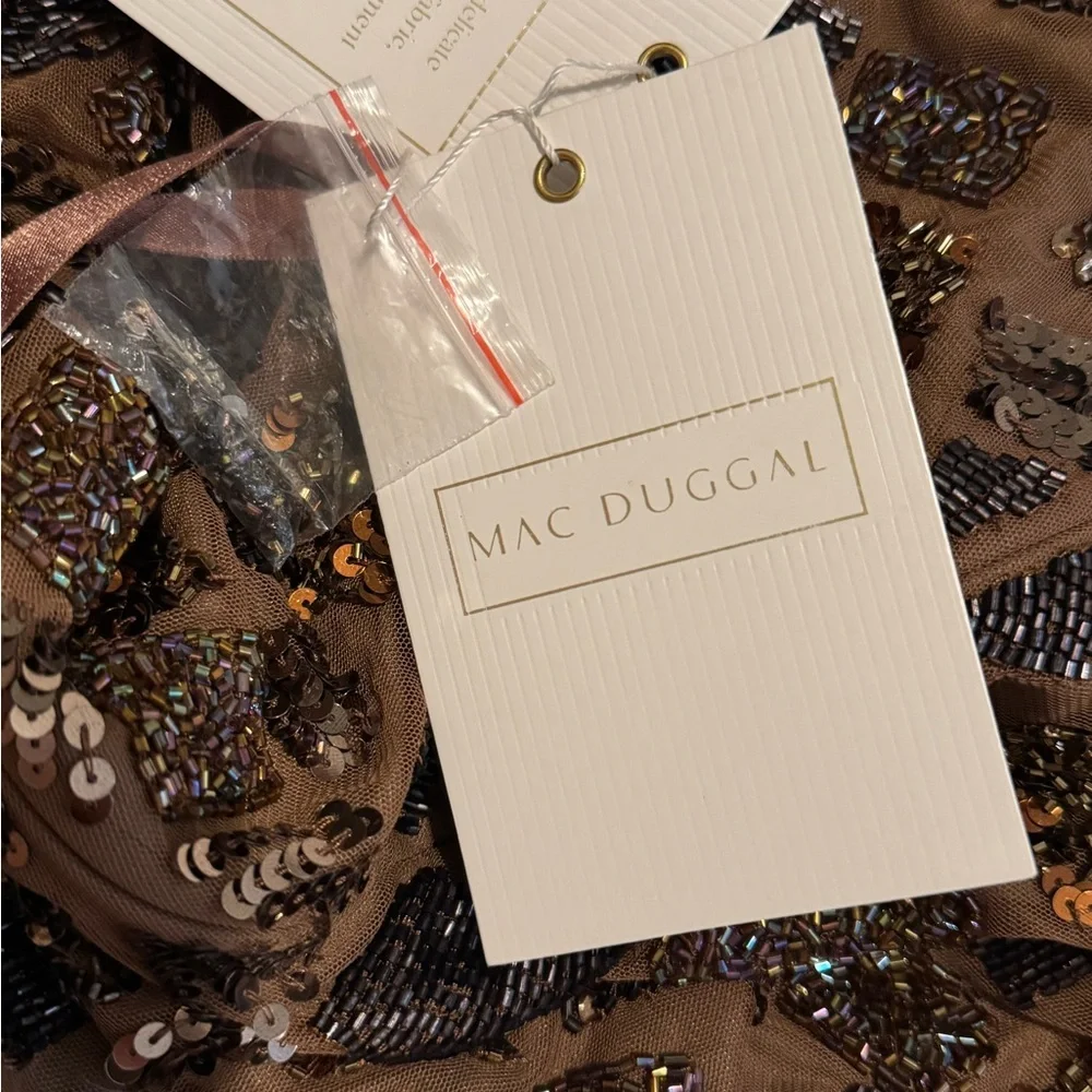Mac Duggal Full Beaded Printed Back Slit Midi Dress - Size 10 $498 NEW WITH TAGS - Picture 14 of 16